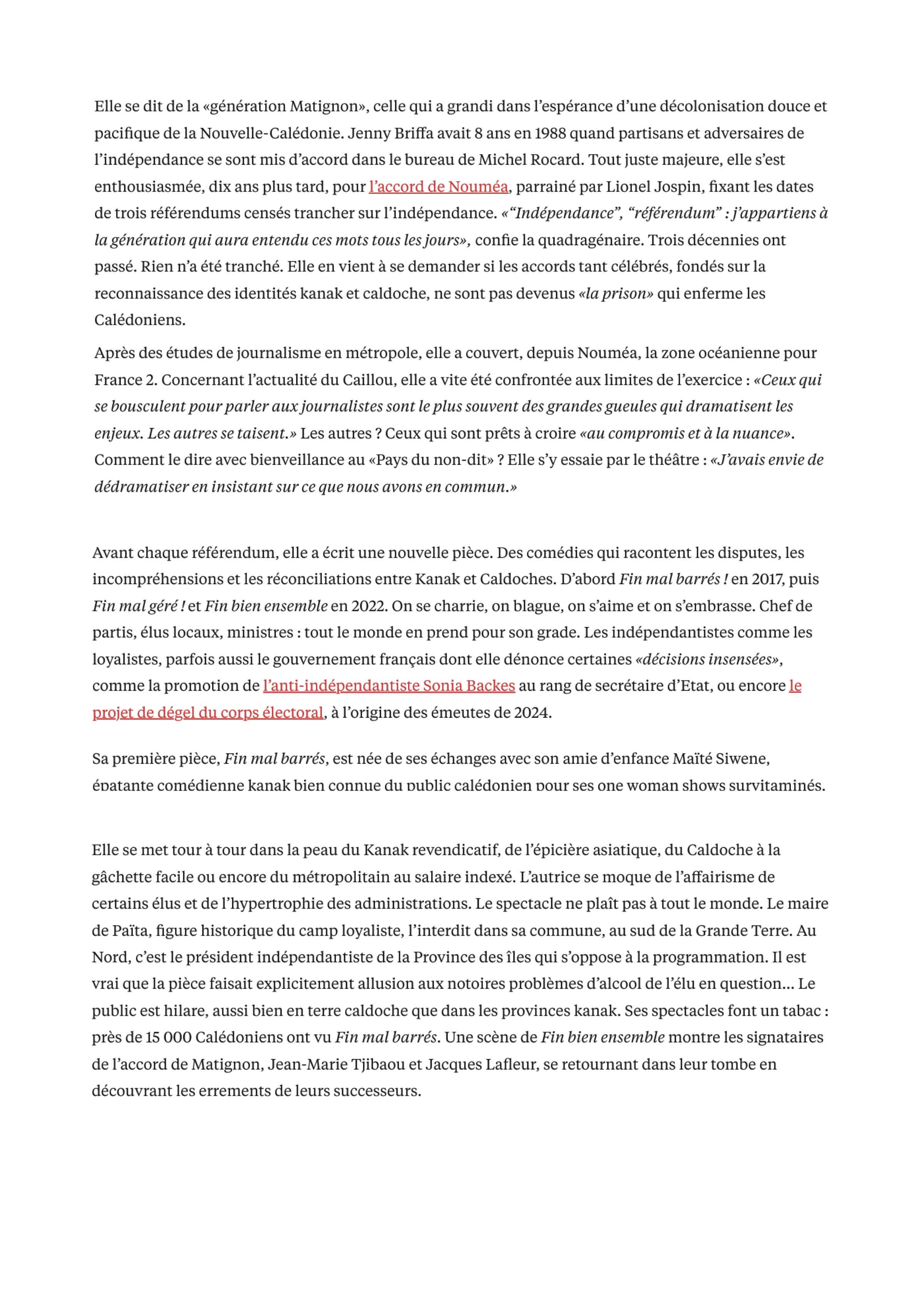 Libération · 21 juin 2026 — Le portrait — Jenny Briffa, dramaturge : l’accorte de Nouméa · page 2/4